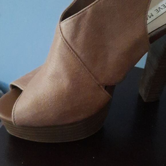 Steve Madden Tan Giaa Open Toe Platform Shoe Sling Back Sandals  Size 8 - Picture 4 of 11